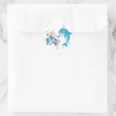 Cartoon Seacow und Dolphin-Aufkleber Runder Aufkleber (Tasche)