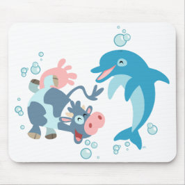 Cartoon Seacow und Dolphin Mousepad