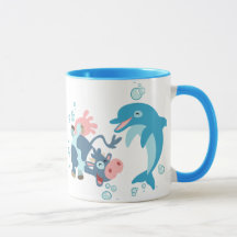 Cartoon Seacow und Dolphin-Tasse