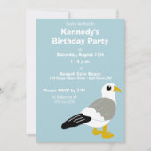 Cartoon Seagull Grau, Weiß, Light Blue Custom Einladung (Vorderseite)