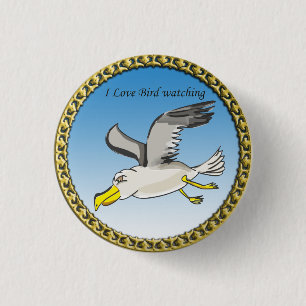 Cartoon Seagull mit Goldrahmen Button