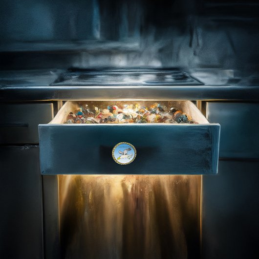 Cartoon Seagull mit Goldrahmen Keramikknauf