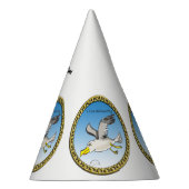 Cartoon Seagull mit Goldrahmen Partyhütchen (Rechts)