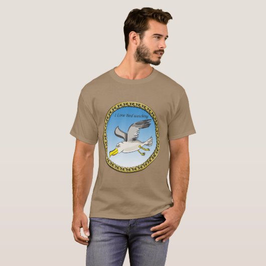 Cartoon Seagull mit Goldrahmen T-Shirt (Vorne ganz)