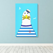 Cartoon Seagull Stilfseren Sie Ihre Chips Funny Se Leinwanddruck (Insitu (Holzboden))