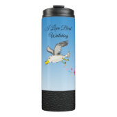 Cartoon Seagull über Kopf mit blauem Himmel Thermosbecher (Vorderseite)