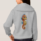 Cartoon Seahorse 3D – Shiny & Cute Hoodie (Rückseite)