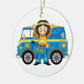 Cartoon-Sechziger-FriedensHippie und -van Keramik Ornament (Links)