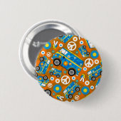 Cartoon-Sechziger-FriedensHippie Van Button (Vorne & Hinten)