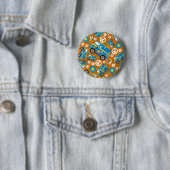 Cartoon-Sechziger-FriedensHippie Van Button (Beispiel)