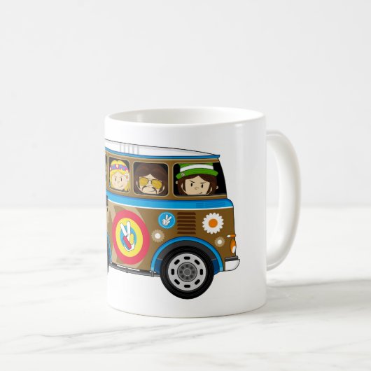 Cartoon-Sechziger-FriedensHippie Van Kaffeetasse (VorderseiteRechts)