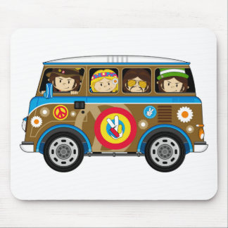 Cartoon-Sechziger-FriedensHippie Van Mousepad