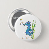 Cartoon Seepferd Niedlich Button (Vorne & Hinten)
