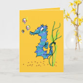 Cartoon-Seepferd niedlich Karte (Gelbe Blume)