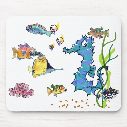 Cartoon-Seepferd-niedliche Cartoon-Fische Mousepad (Vorne)