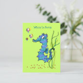 Cartoon-Seepferd-niedliche Laune, zum der Postkarte (Stehend Vorderseite)