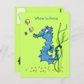 Cartoon-Seepferd-niedliche Laune, zum der Postkarte (Vorne/Hinten)