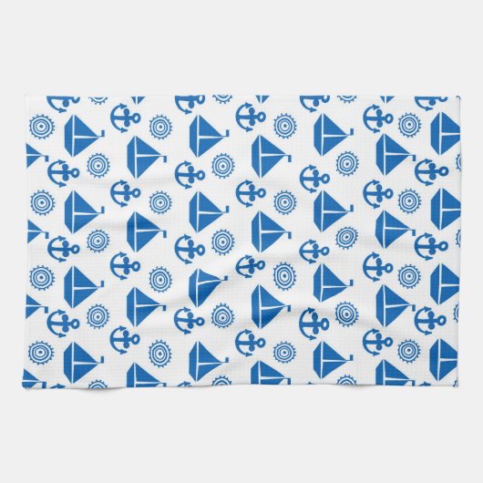 Cartoon-Segel-Boots-Muster Geschirrtuch (Horizontal)