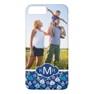 Cartoon-Segelboote Pattern Ihr Foto u. Monogramm Case-Mate iPhone Hülle