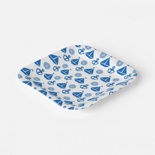 Cartoon Segelschiff Muster Pappteller (Gewinkelt)