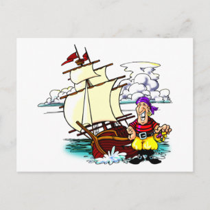 Cartoon Segelschiff Postkarte