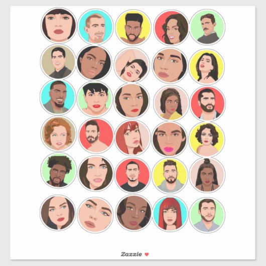 Cartoon sehen sich mit Kunstsammlungen gemischter Aufkleber (Blatt)