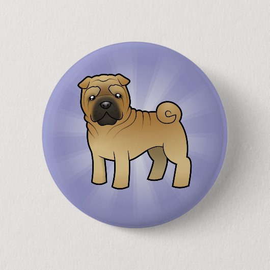 Cartoon Shar Pei Button (Vorderseite)