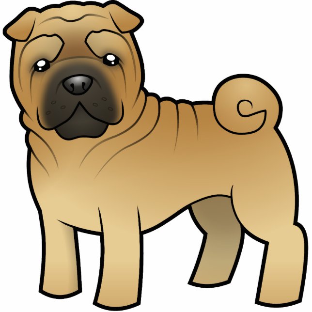 Cartoon Shar Pei Fotoskulptur Magnet (Vorne)