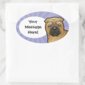Cartoon Shar Pei Ovaler Aufkleber (Tasche)