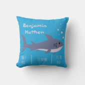 Cartoon Shark Baby Stats Blue Pillow Kissen (Vorderseite)