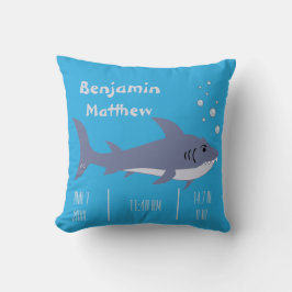 Cartoon Shark Baby Stats Blue Pillow Kissen