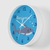 Cartoon Shark Blue Nursery Room Wall Clock Uhr (Winkel)