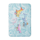 Cartoon Shark Family Blue Waves Bath Mat Badematte (Vorderseite Vertikal)