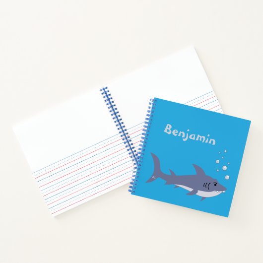 Cartoon Shark Kid Blue Handwriting - Art Notebook Notizblock (Innenseite)
