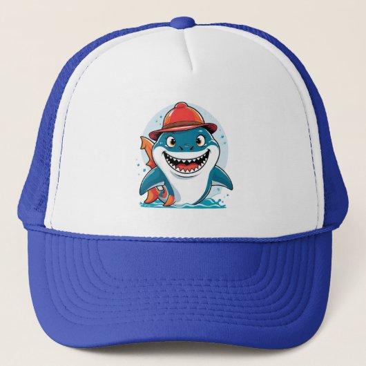 Cartoon Shark Kids Hat Truckerkappe (Vorderseite)