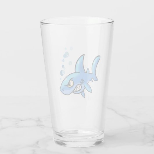Cartoon Shark mit Gritted Zähne Glas (Rückseite)