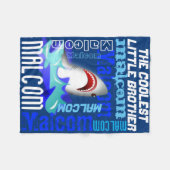 Cartoon Shark Personalisiert Name Cheke Benutzerde Fleecedecke (Vorderseite (Horizontal))