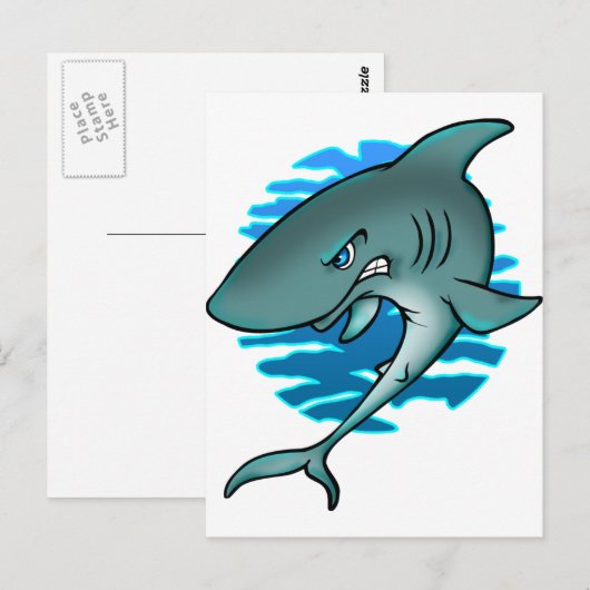 Cartoon Shark Postkarte (Vorne/Hinten)