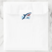 cartoon shark quadratischer aufkleber (Tasche)