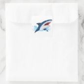 cartoon shark quadratischer aufkleber (Tasche)