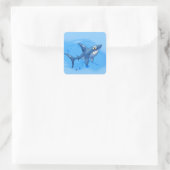 Cartoon Shark Quadratischer Aufkleber (Tasche)
