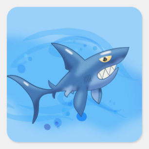 Cartoon Shark Quadratischer Aufkleber