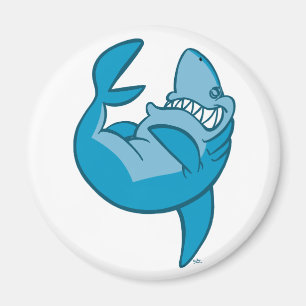 Cartoon Shark rollt zurück lachend Magnet