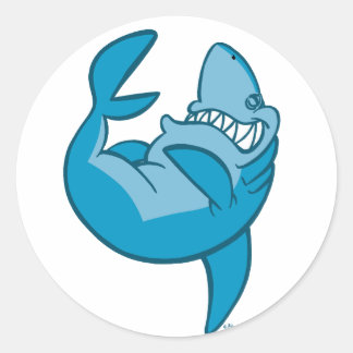 Cartoon Shark rollt zurück lachende Aufkleber