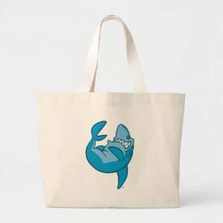 Cartoon Shark rollt zurück lacht Beach Bag Jumbo Stoffbeutel