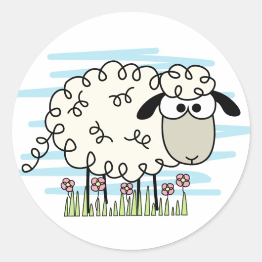 Cartoon Sheep Button Runder Aufkleber (Vorderseite)