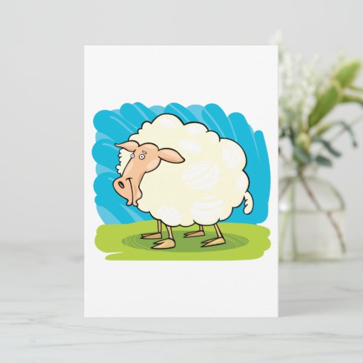 Cartoon Sheep Einladung (Stehend Vorderseite)