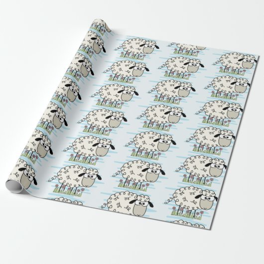 Cartoon Sheep Geschenkpapier (Ungerollt)