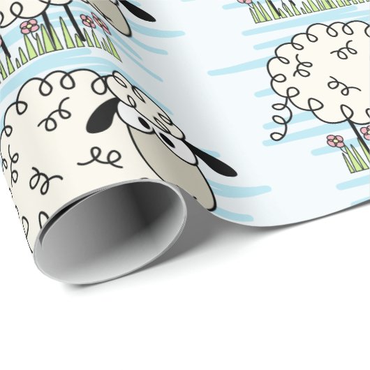 Cartoon Sheep Geschenkpapier (Rolleneckpunkt)