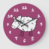 Cartoon Sheep Große Wanduhr (Vorderseite)